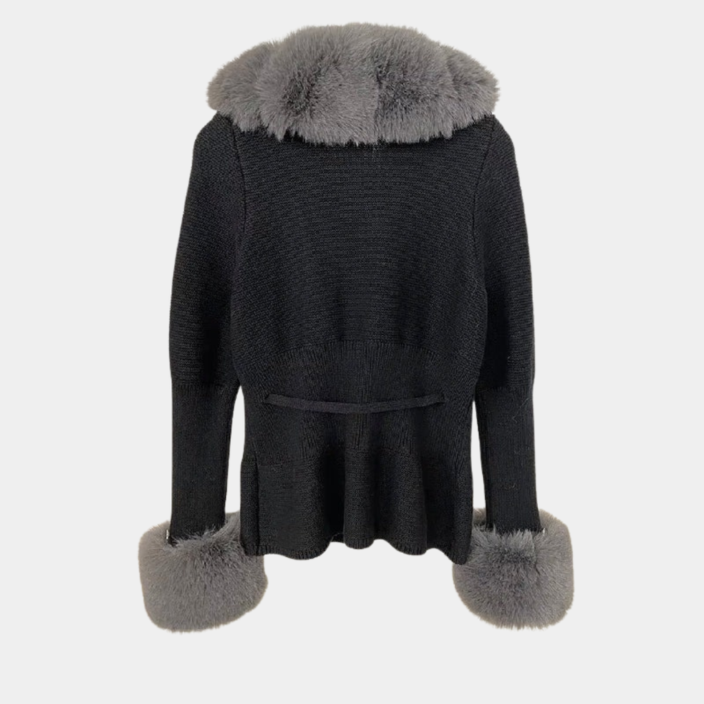 Faux Fur Trim Knit Cardigan - CristianLavian