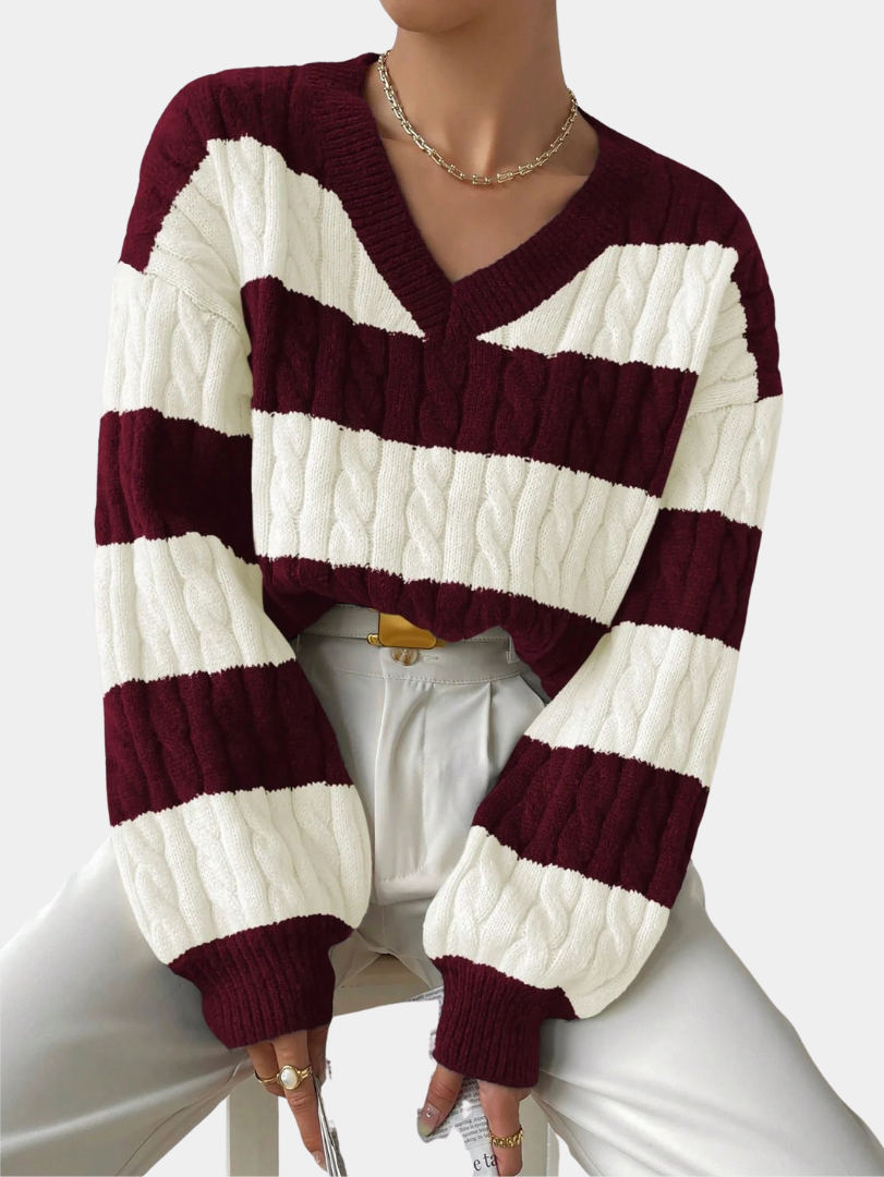 Classic Cable-Knit Striped Sweater - CristianLavian