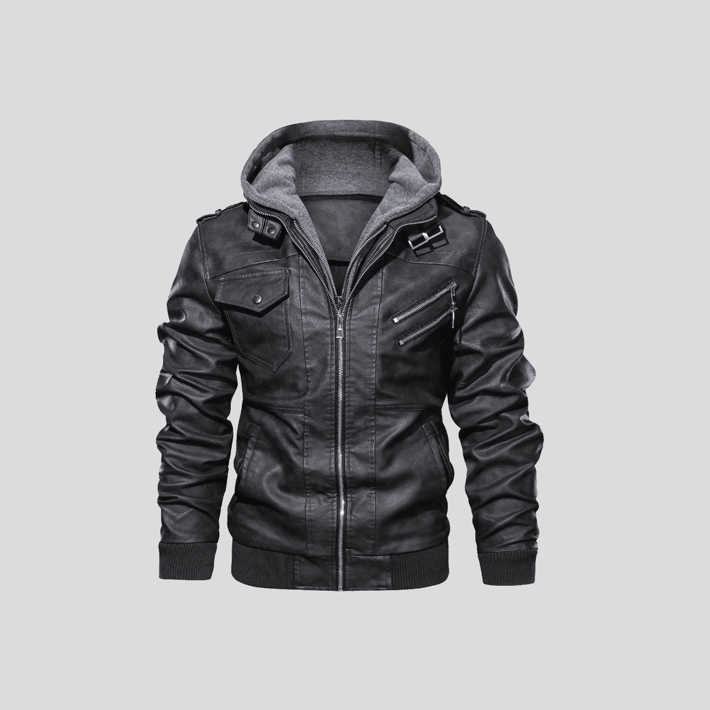 Men’s Hooded Faux Leather Jacket - CristianLavian