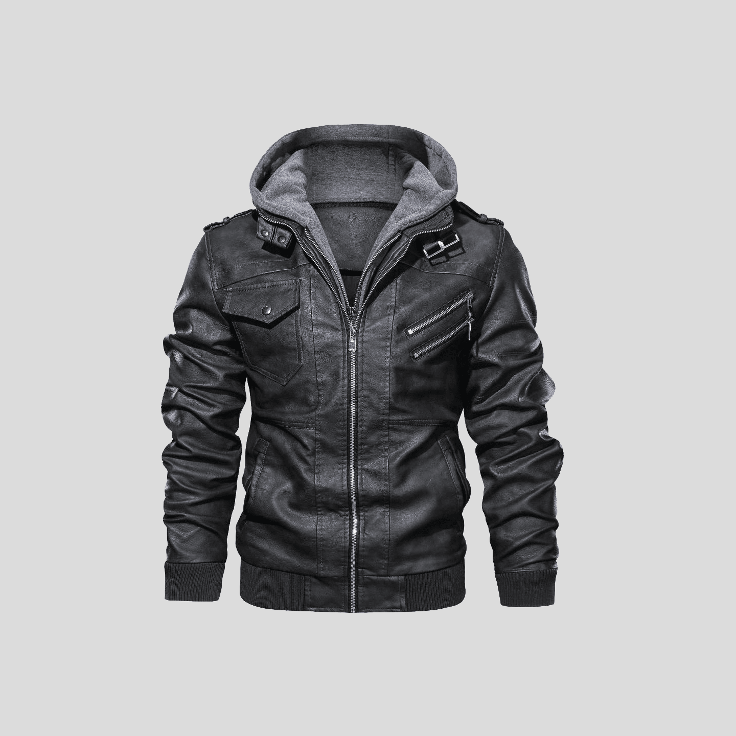 Men’s Hooded Faux Leather Jacket - CristianLavian