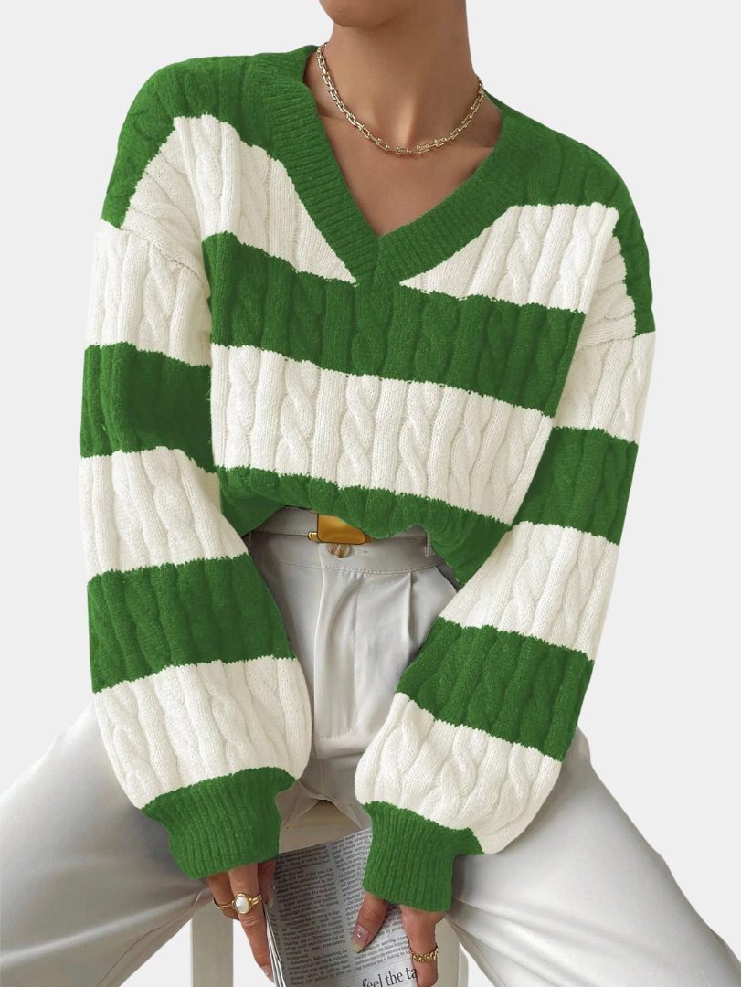 Classic Cable-Knit Striped Sweater - CristianLavian
