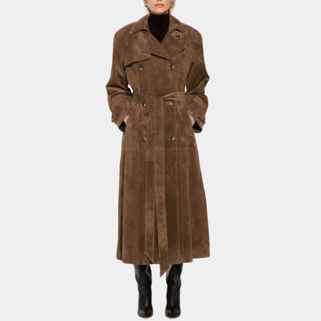 Suede Double-Breasted Long Trench Coat - CristianLavian