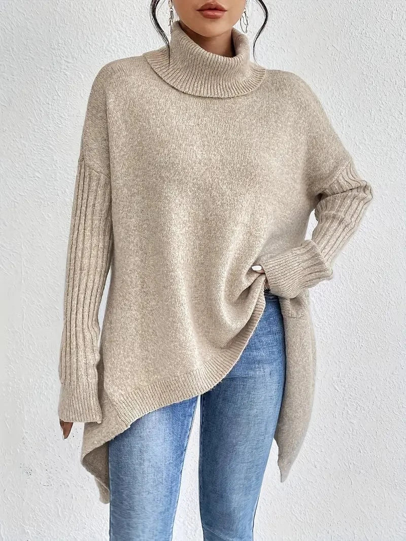 Oversized High-Neck Knit Sweater - CristianLavian