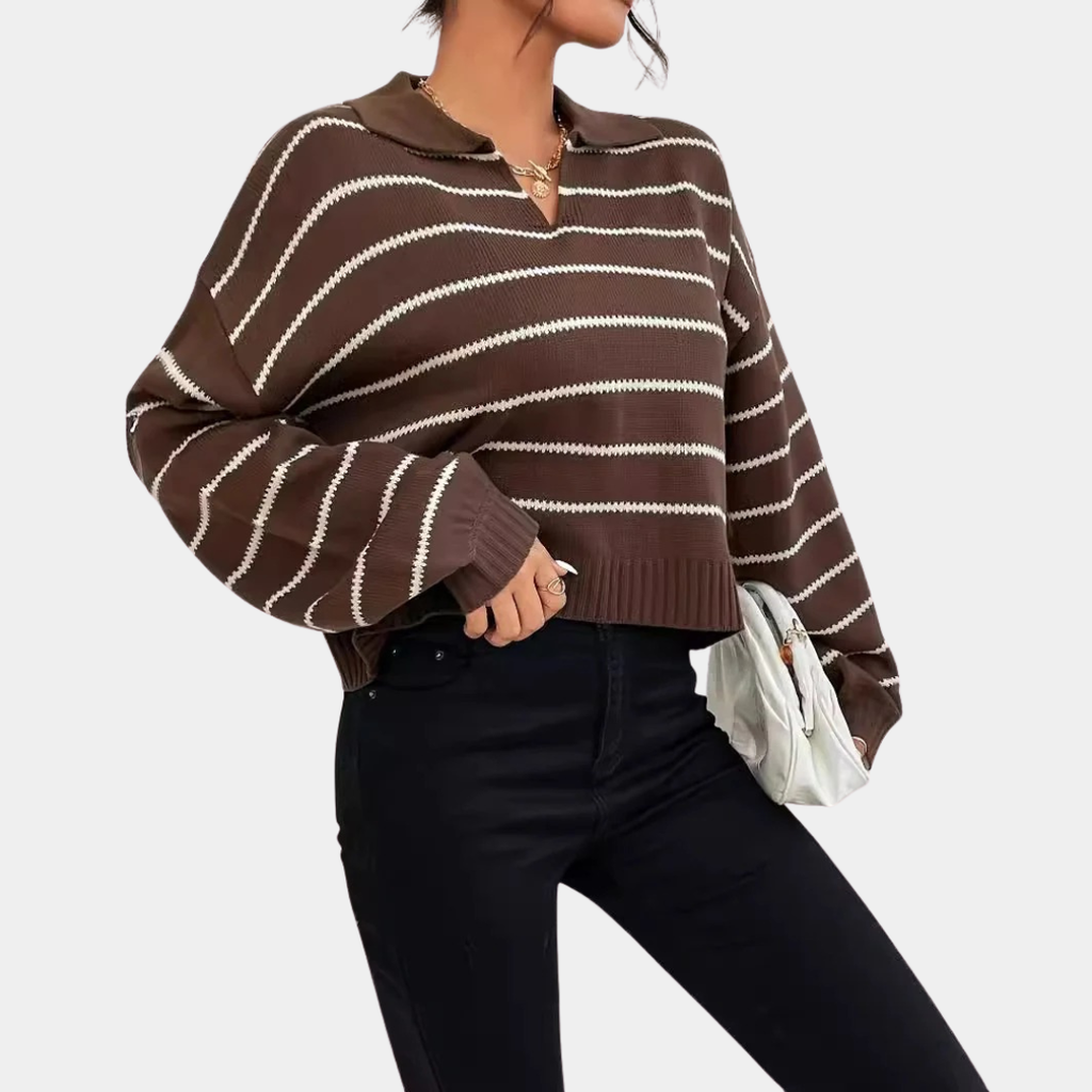 Classic Striped Knit Polo Sweater - CristianLavian