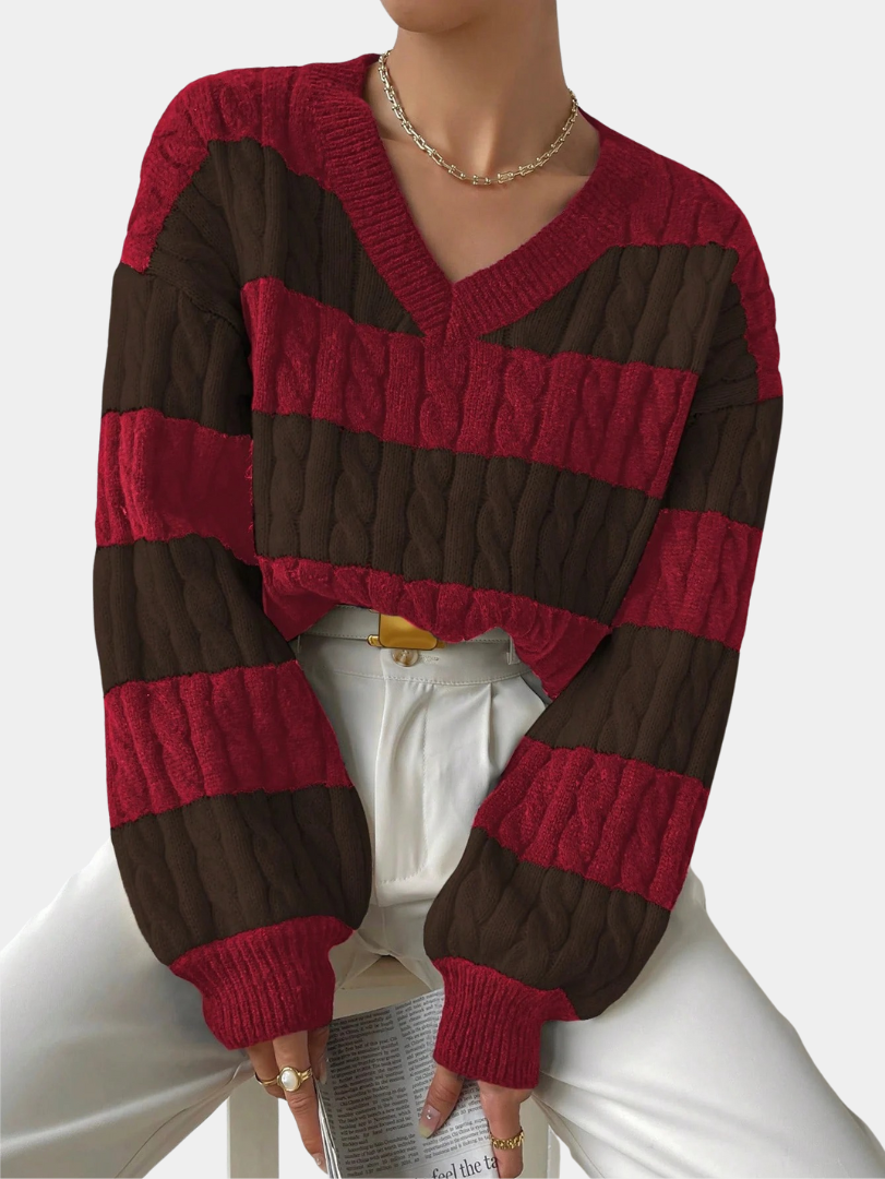 Classic Cable-Knit Striped Sweater - CristianLavian
