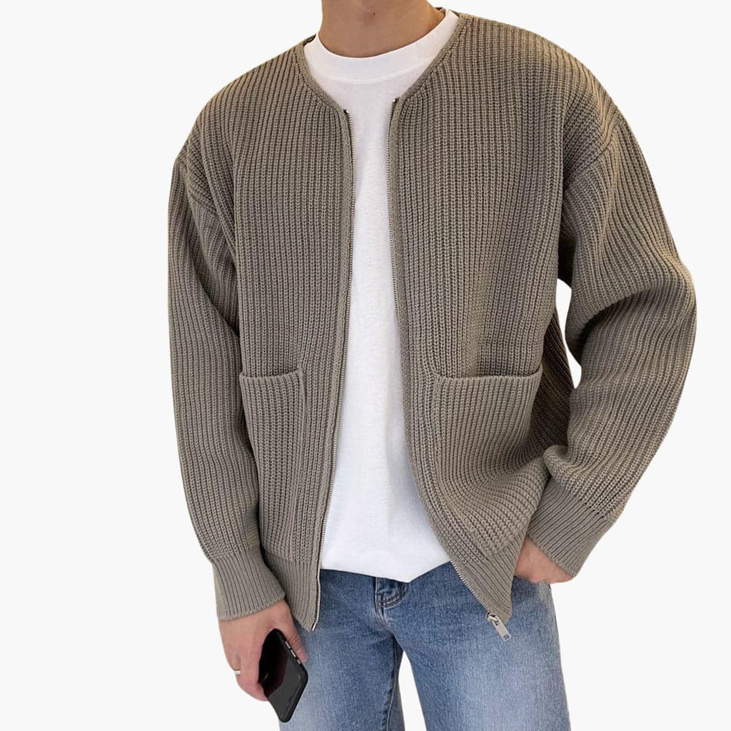 Men’s Minimalist Zip-Up Ribbed Cardigan - CristianLavian