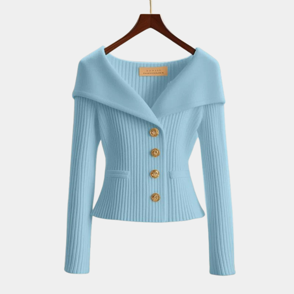 Elegant Off-Shoulder Ribbed Knit Blazer - CristianLavian