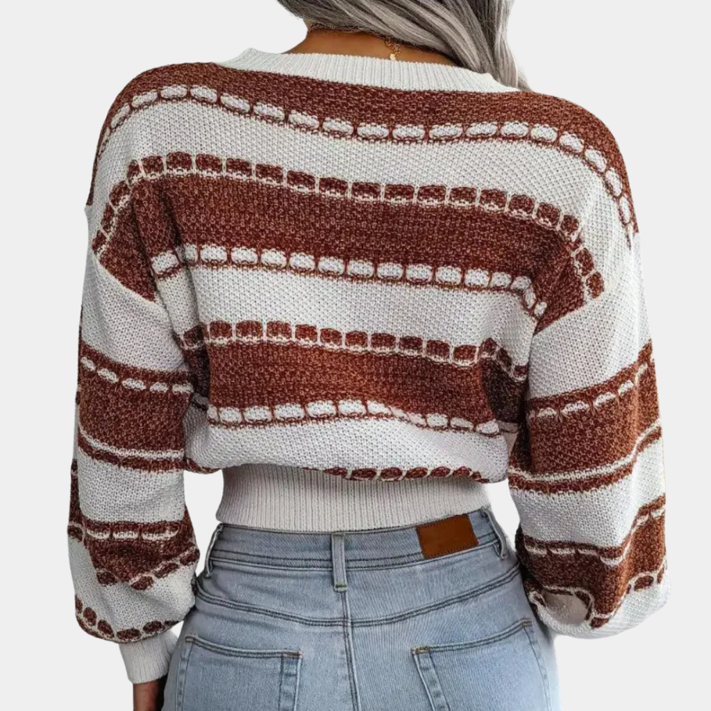 Women’s Textured Stripe Cropped Knit Sweater - CristianLavian