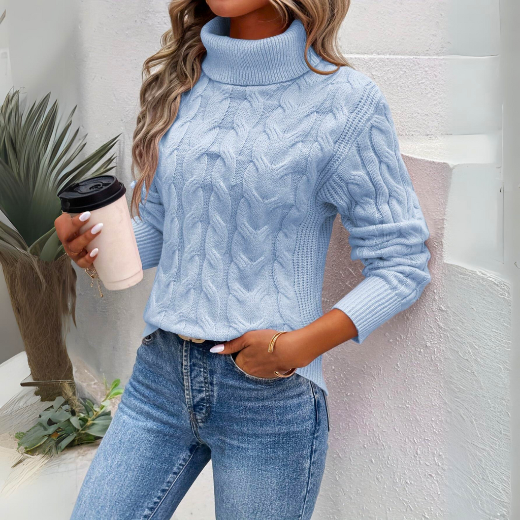 Soft Cable Knit Turtleneck Sweater - CristianLavian