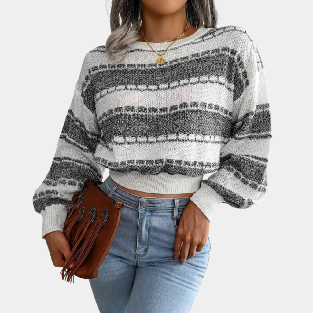 Women’s Textured Stripe Cropped Knit Sweater - CristianLavian