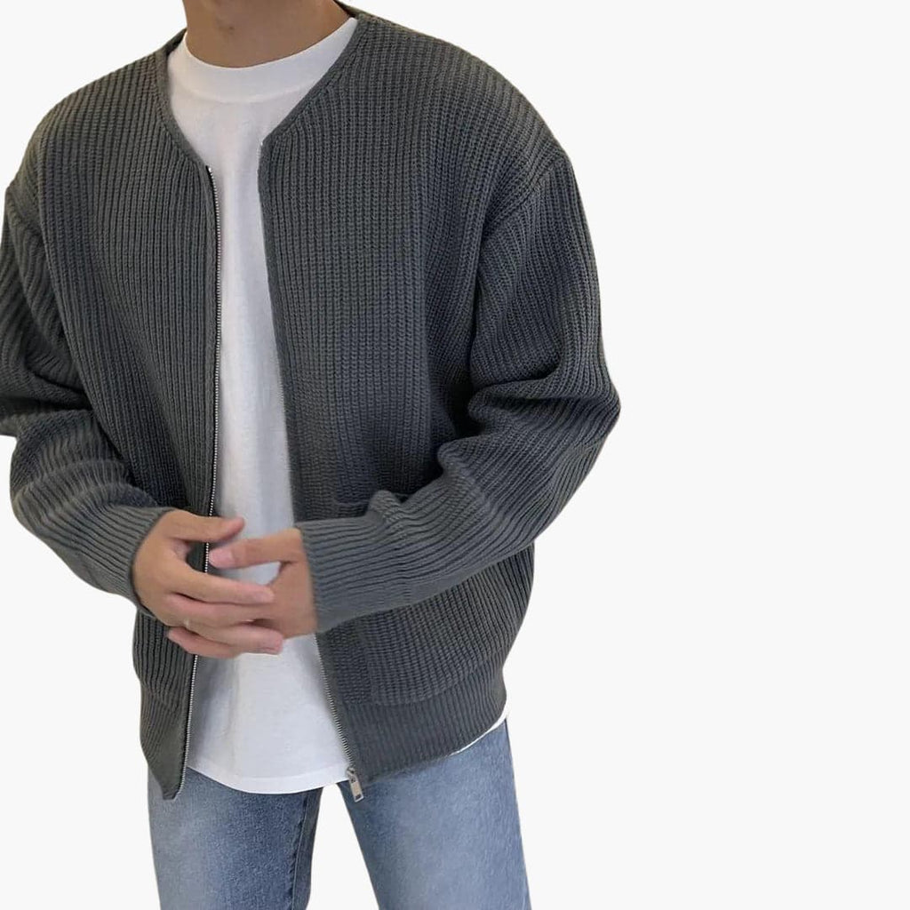 Men’s Minimalist Zip-Up Ribbed Cardigan - CristianLavian