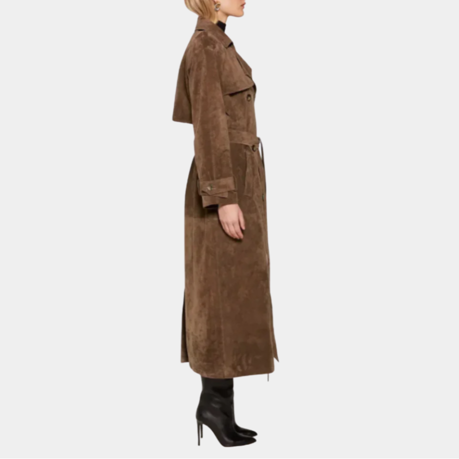 Suede Double-Breasted Long Trench Coat - CristianLavian
