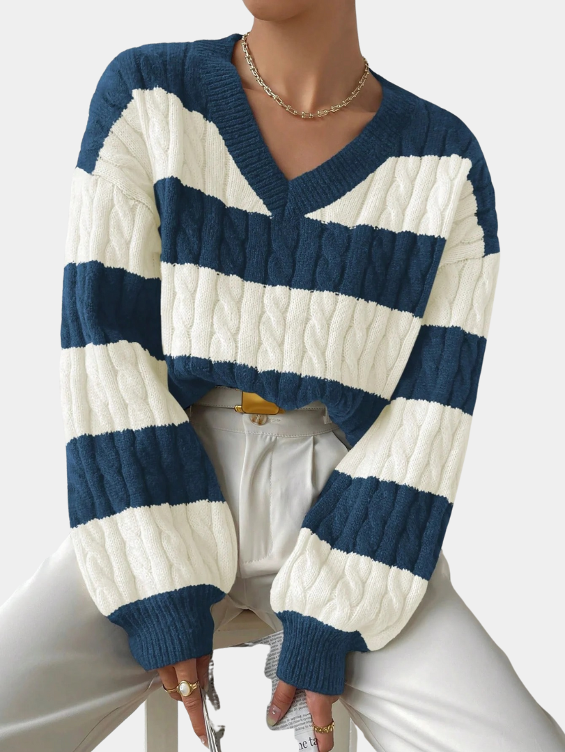 Classic Cable-Knit Striped Sweater - CristianLavian