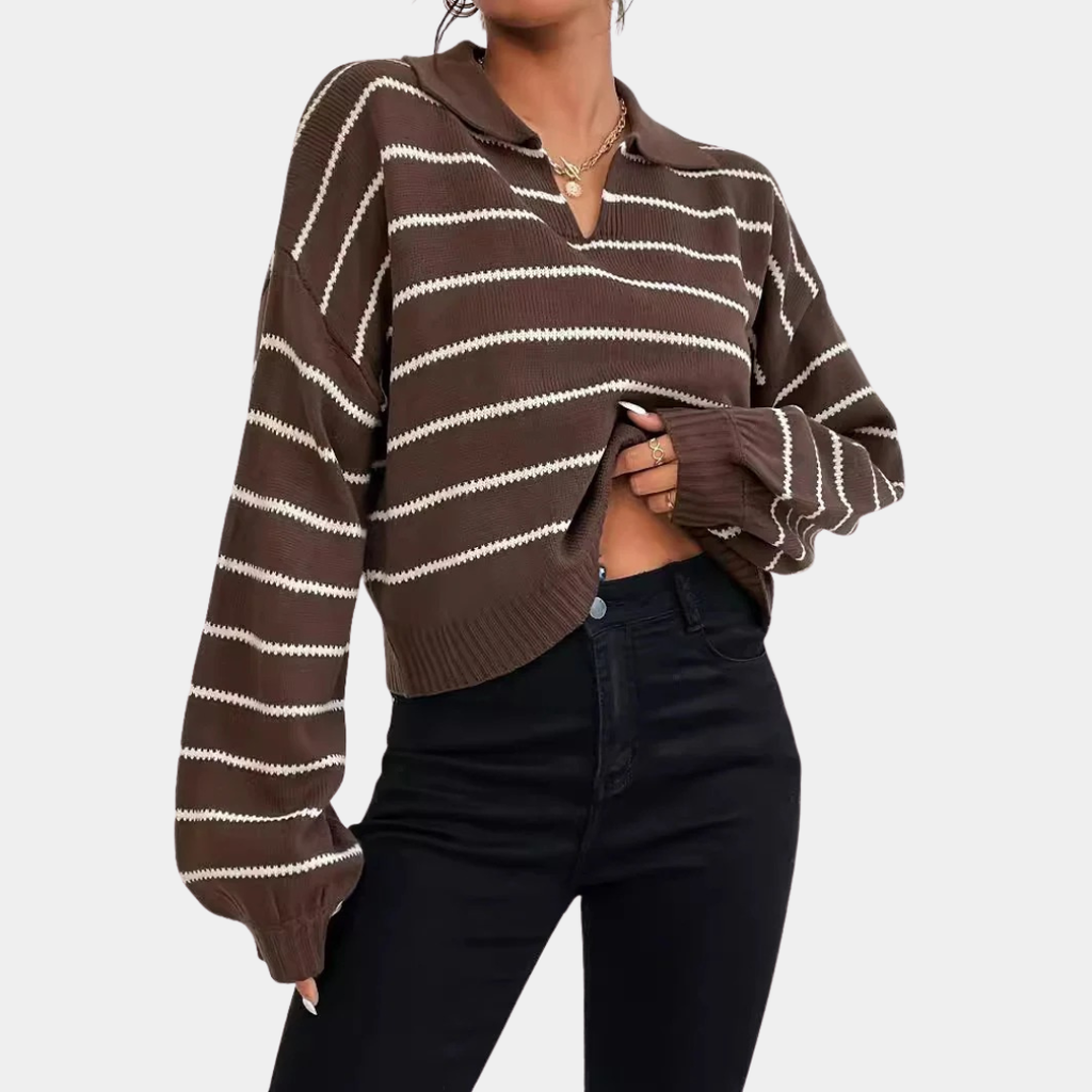 Classic Striped Knit Polo Sweater - CristianLavian