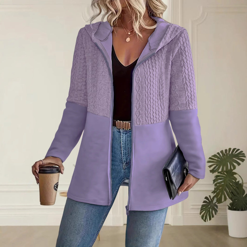 Women’s Textured Zip-Up Hooded Jacket - CristianLavian