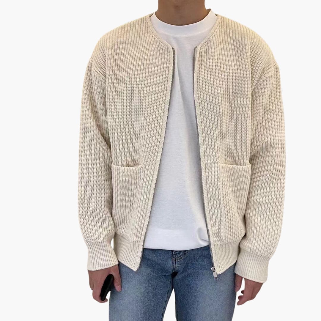 Men’s Minimalist Zip-Up Ribbed Cardigan - CristianLavian