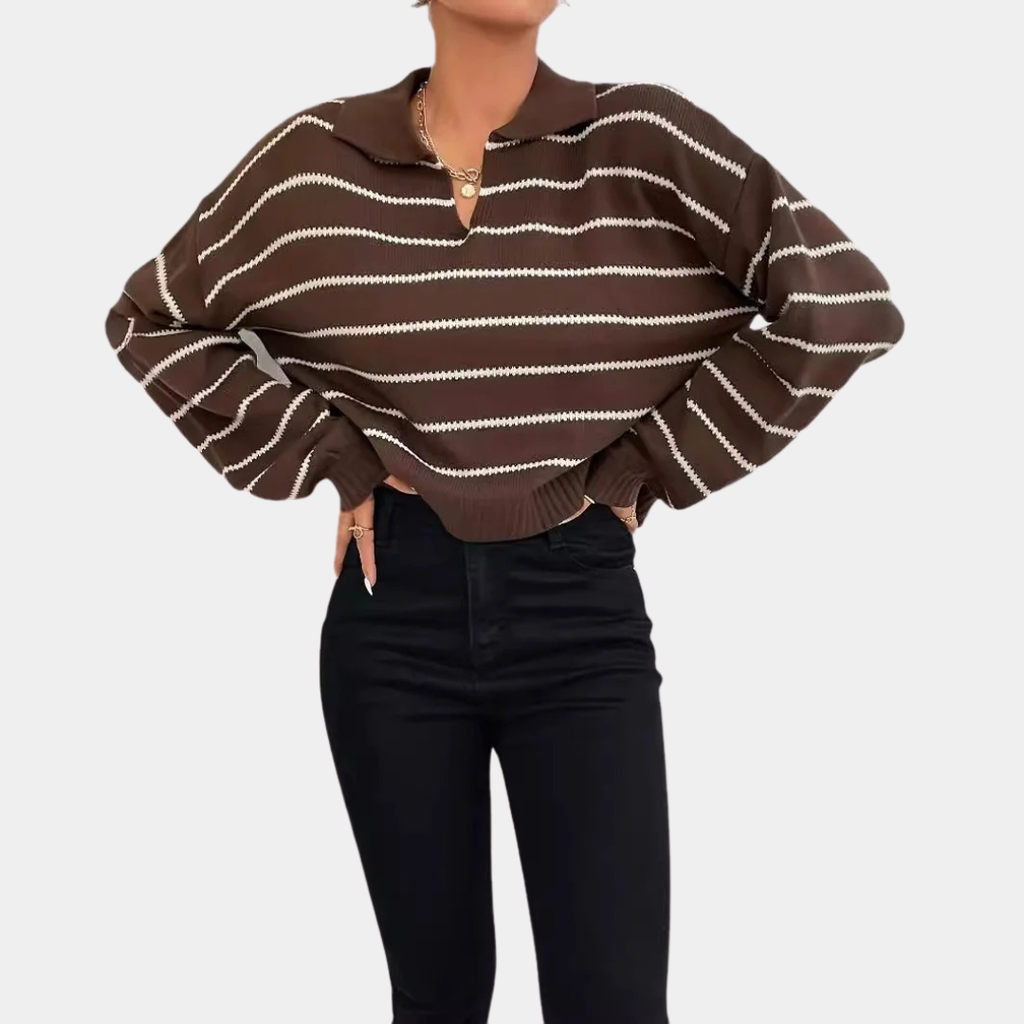 Classic Striped Knit Polo Sweater - CristianLavian