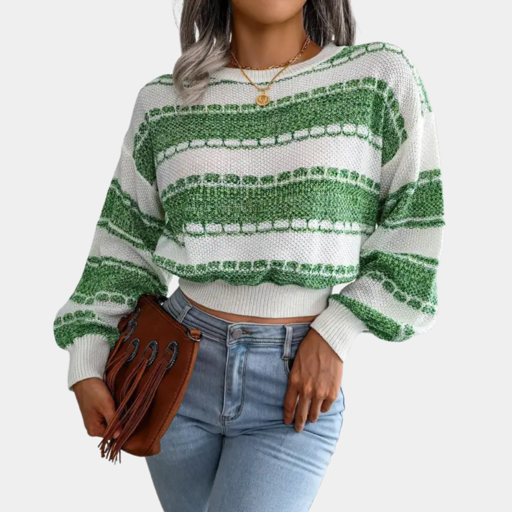 Women’s Textured Stripe Cropped Knit Sweater - CristianLavian