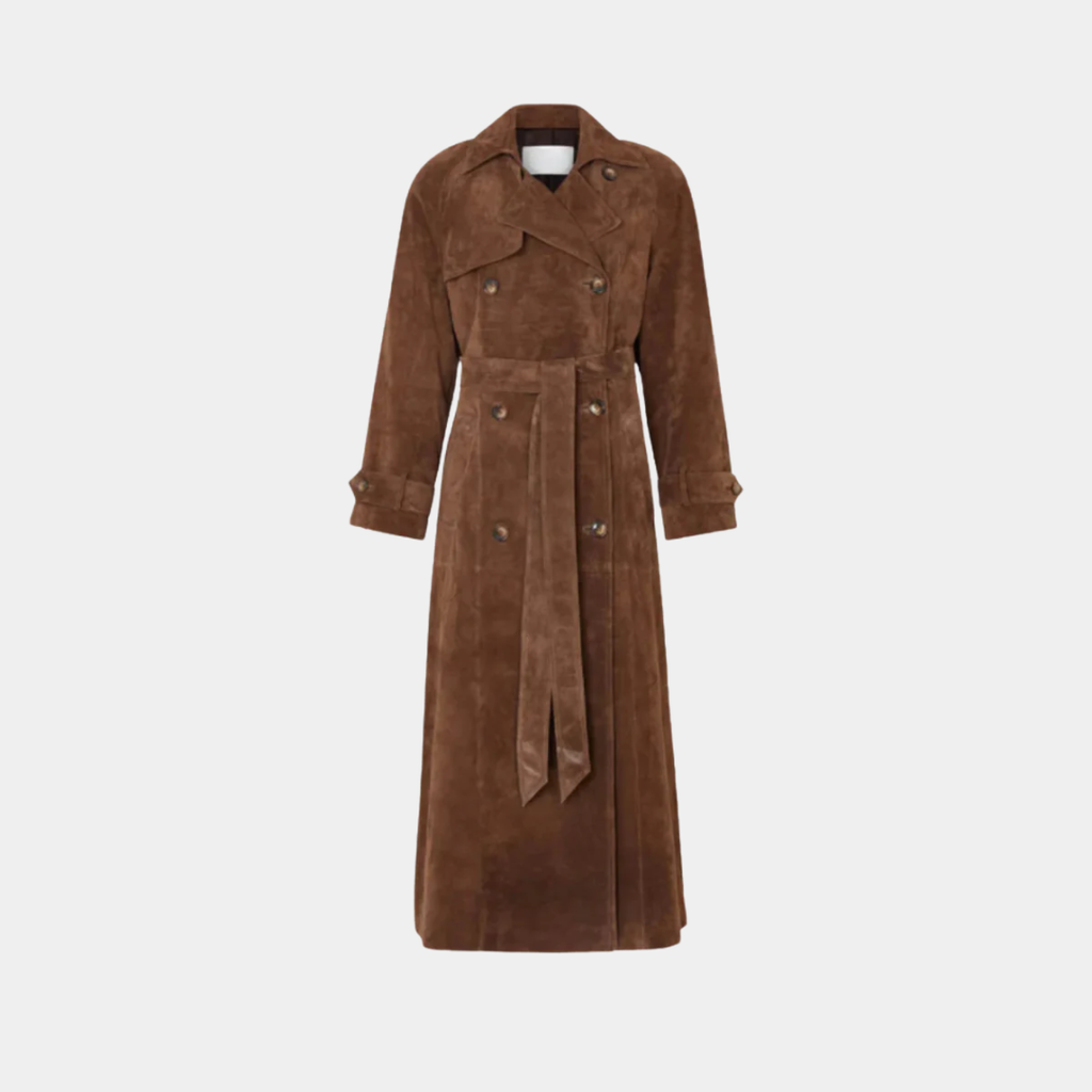 Suede Double-Breasted Long Trench Coat - CristianLavian