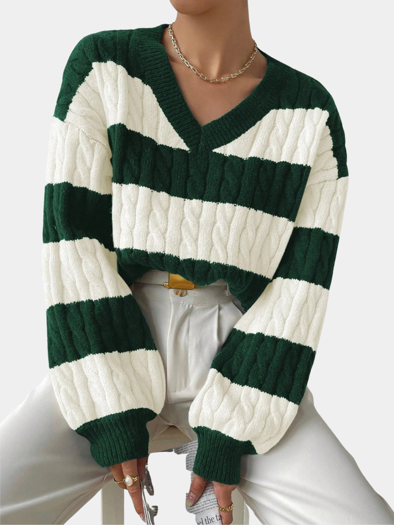 Classic Cable-Knit Striped Sweater - CristianLavian
