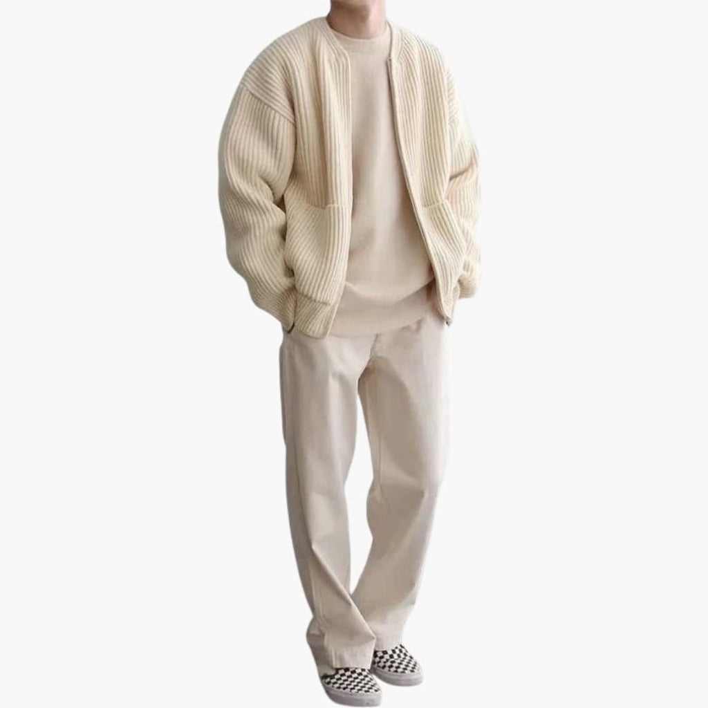 Men’s Minimalist Zip-Up Ribbed Cardigan - CristianLavian