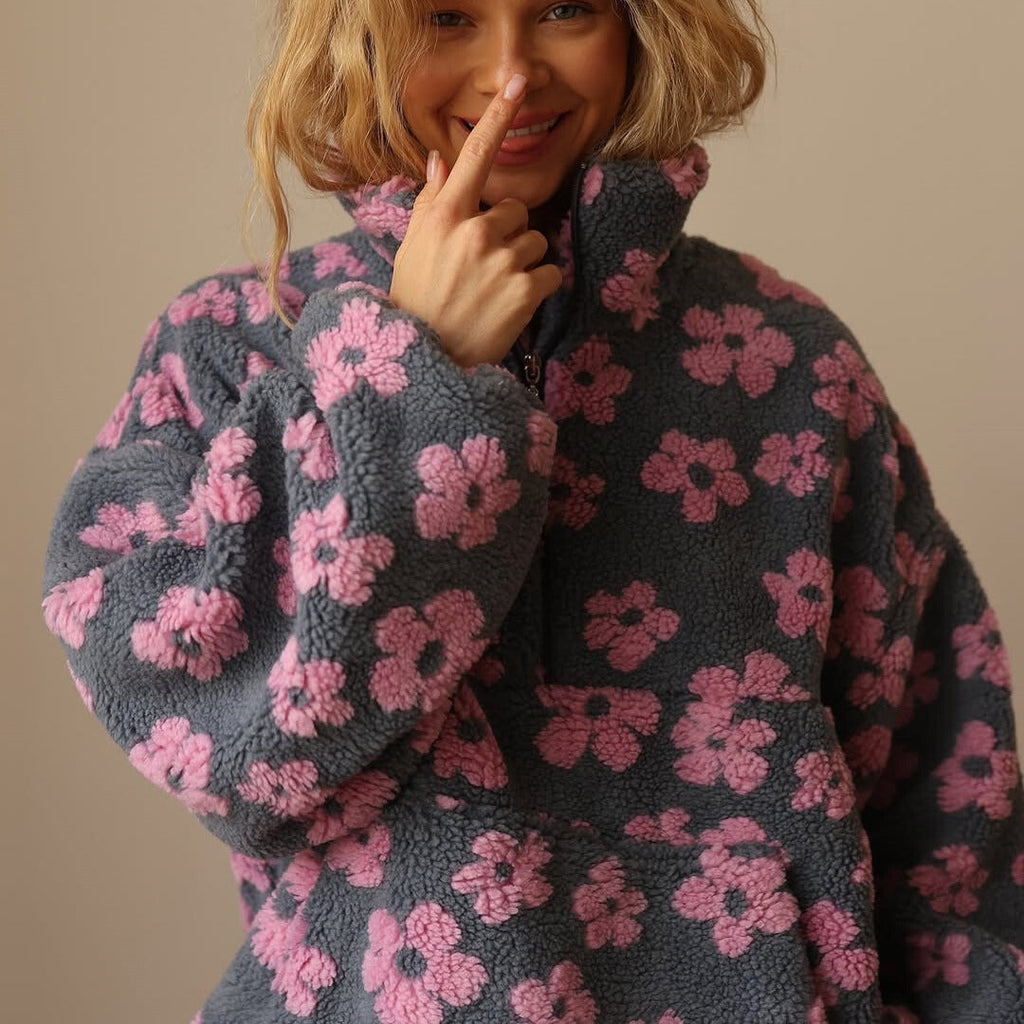 BlossomFleece Retro Flower Quarter-Zip