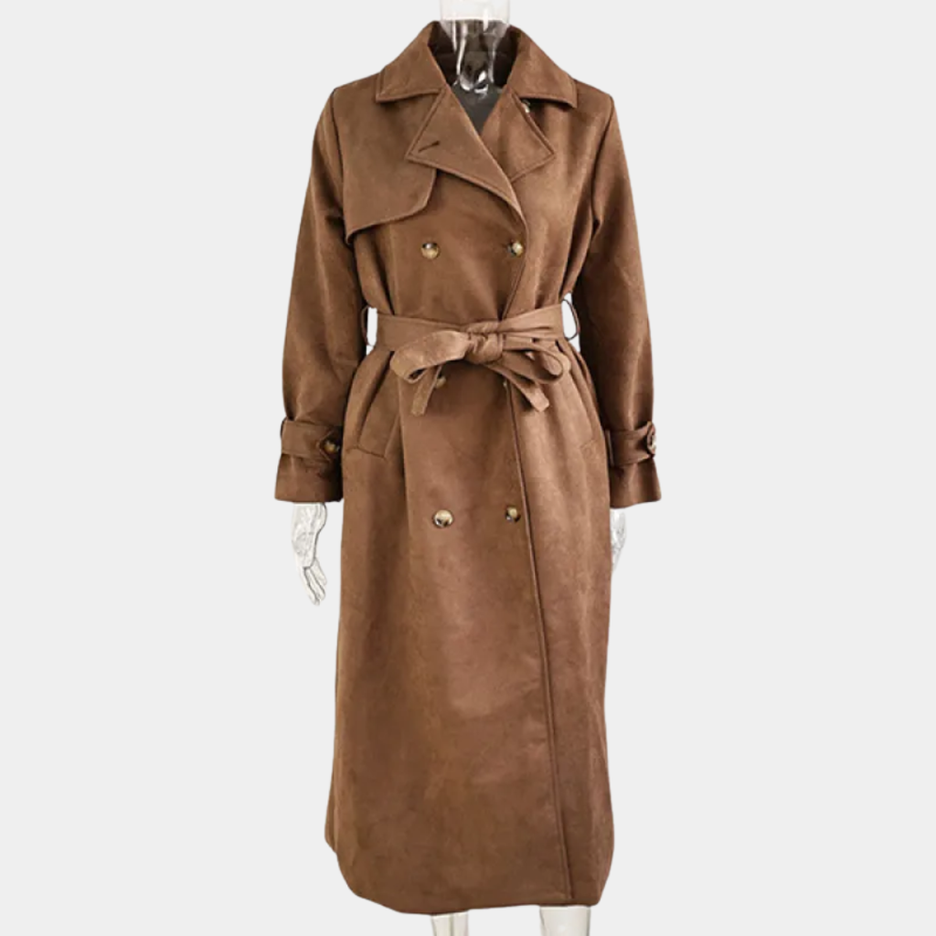 Suede Double-Breasted Long Trench Coat - CristianLavian