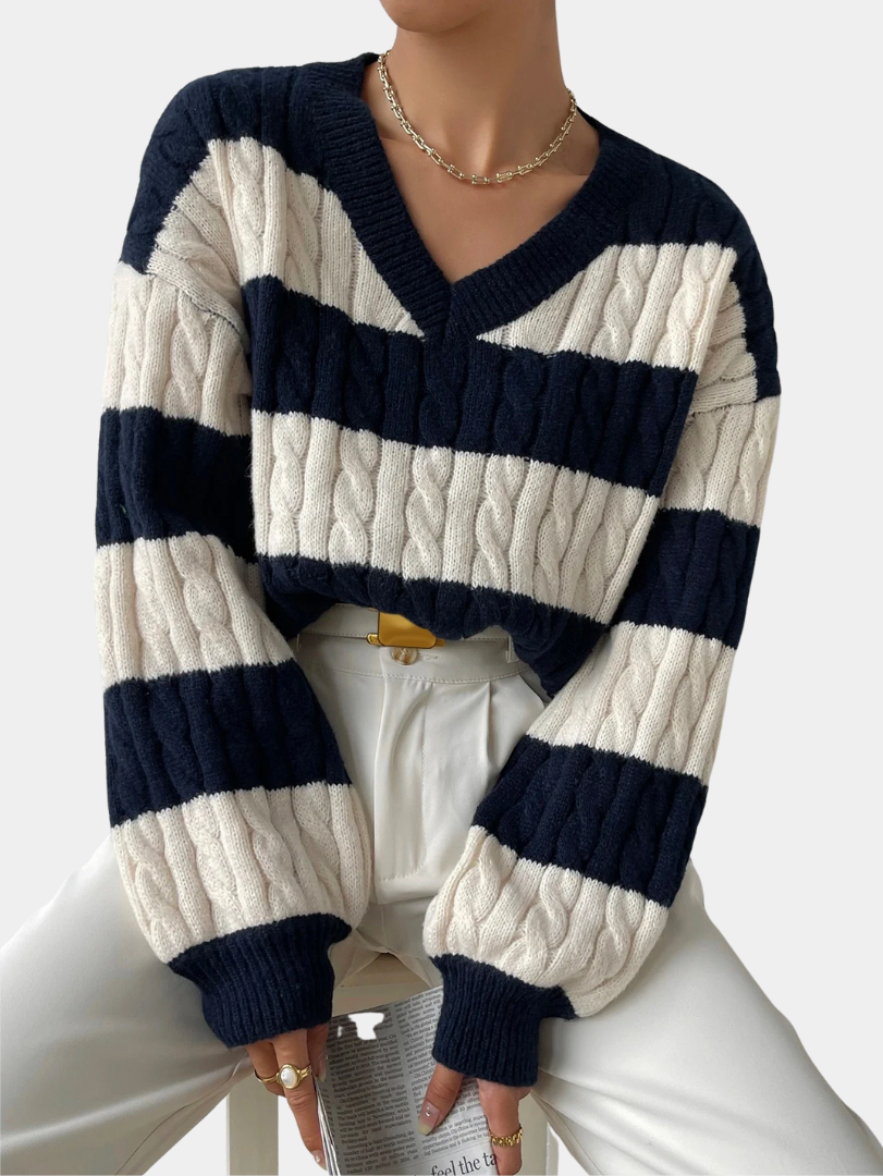 Classic Cable-Knit Striped Sweater - CristianLavian