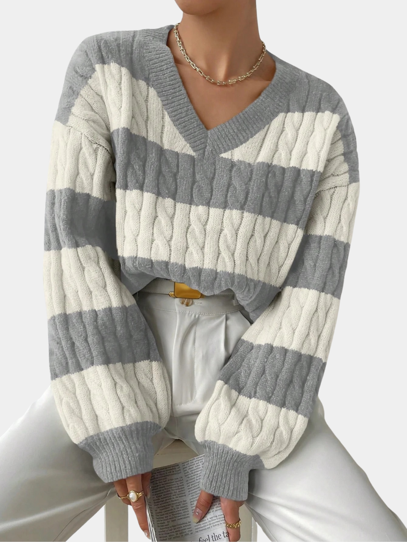 Classic Cable-Knit Striped Sweater - CristianLavian