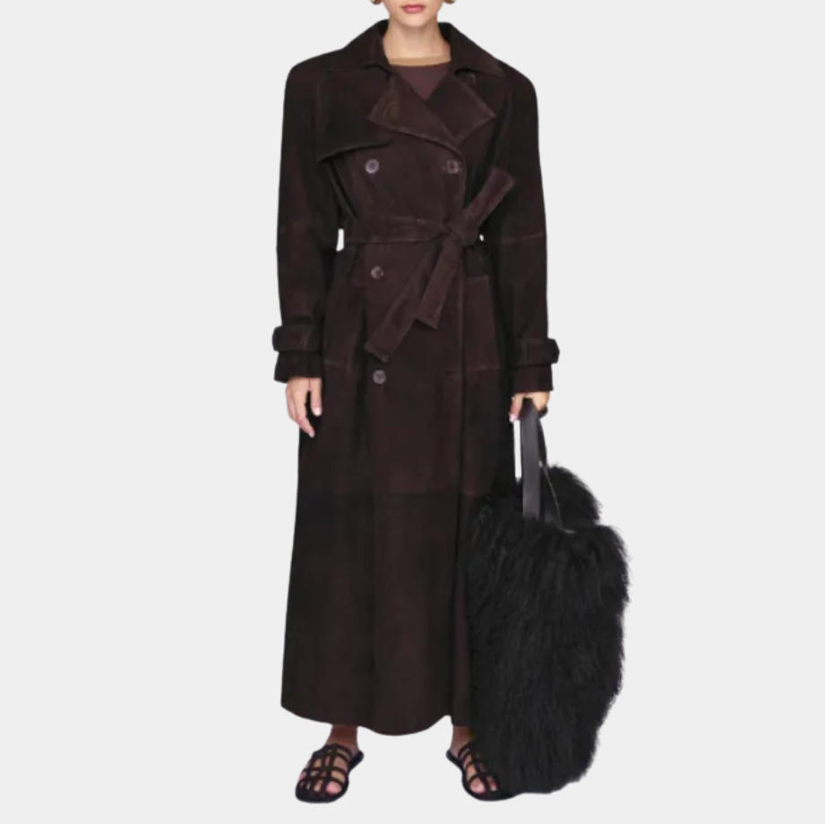 Suede Double-Breasted Long Trench Coat - CristianLavian