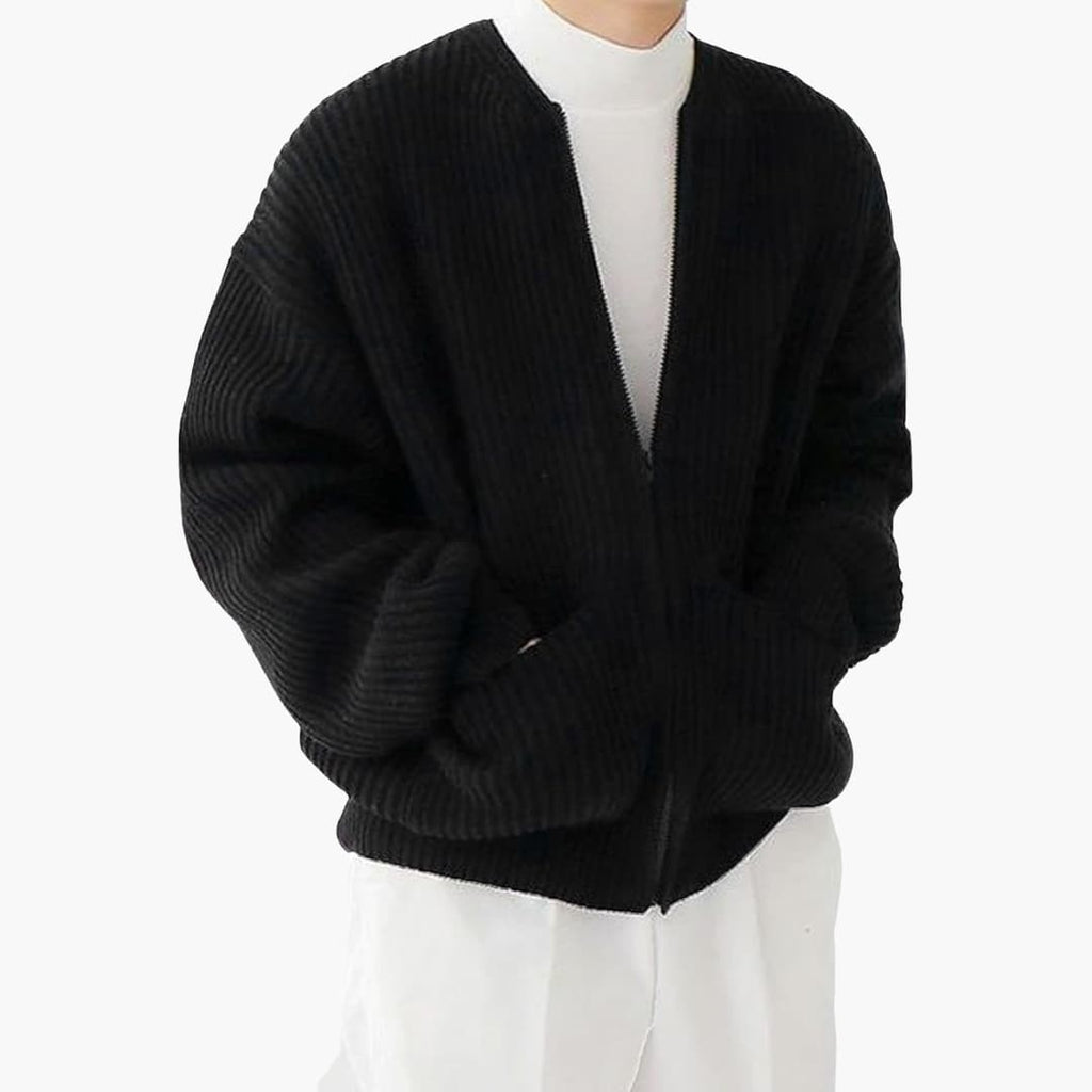 Men’s Minimalist Zip-Up Ribbed Cardigan - CristianLavian