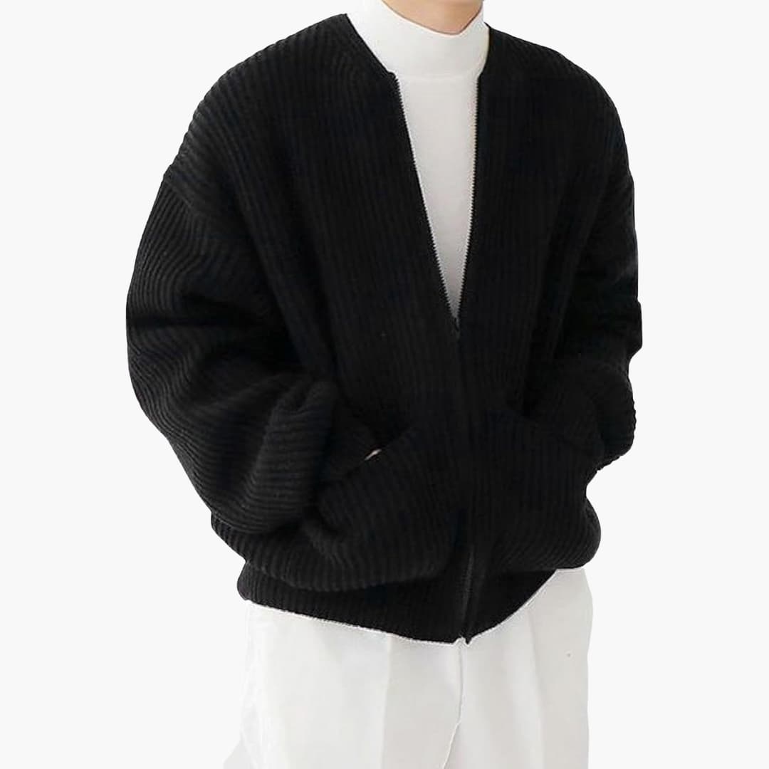 Men’s Minimalist Zip-Up Ribbed Cardigan - CristianLavian