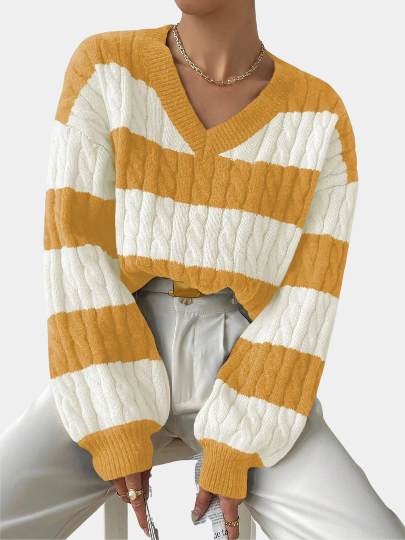 Classic Cable-Knit Striped Sweater - CristianLavian