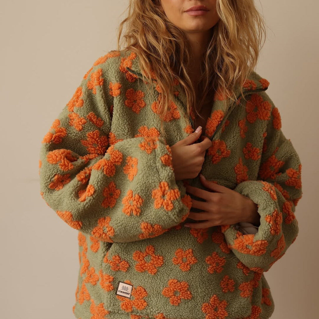 BlossomFleece Retro Flower Quarter-Zip