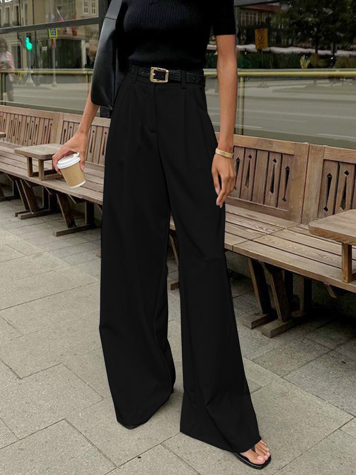 High-Waisted Wide-Leg Trousers