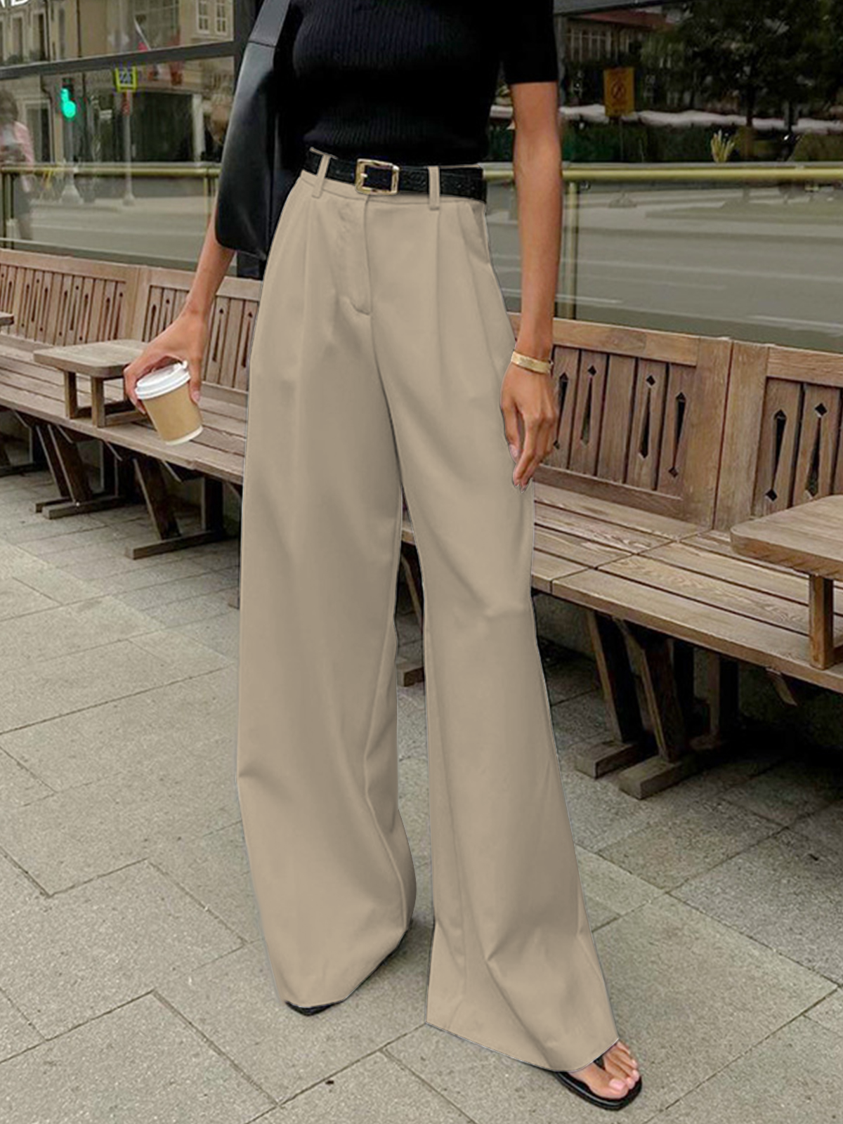 High-Waisted Wide-Leg Trousers