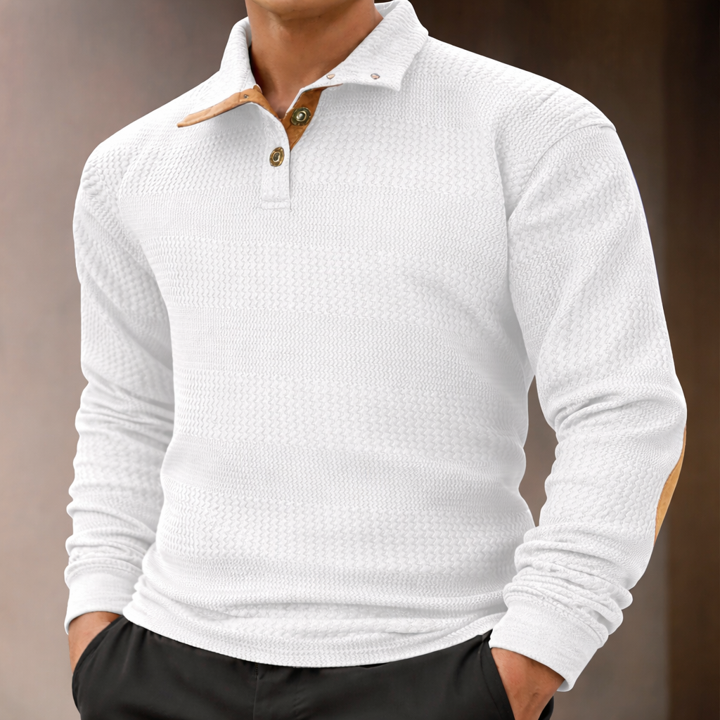 Verona Collection — Textured Long Sleeve Polo - CristianLavian