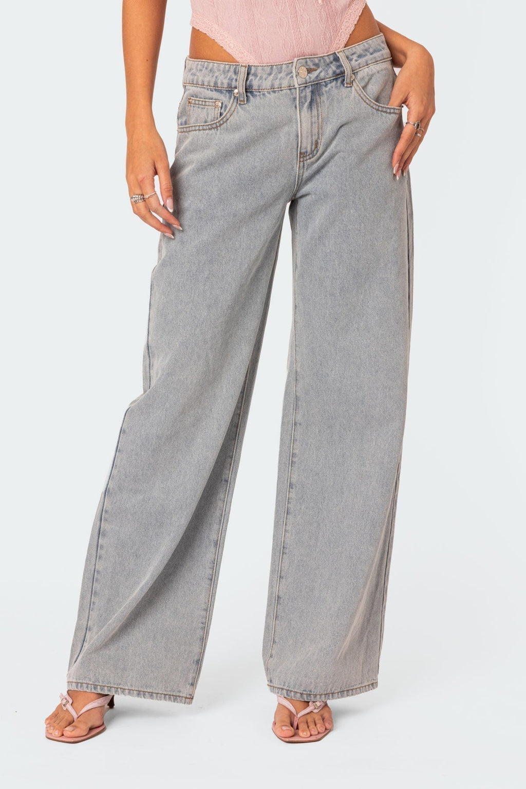 Wide-Leg Denim with Back Bow Embroidery - CristianLavian
