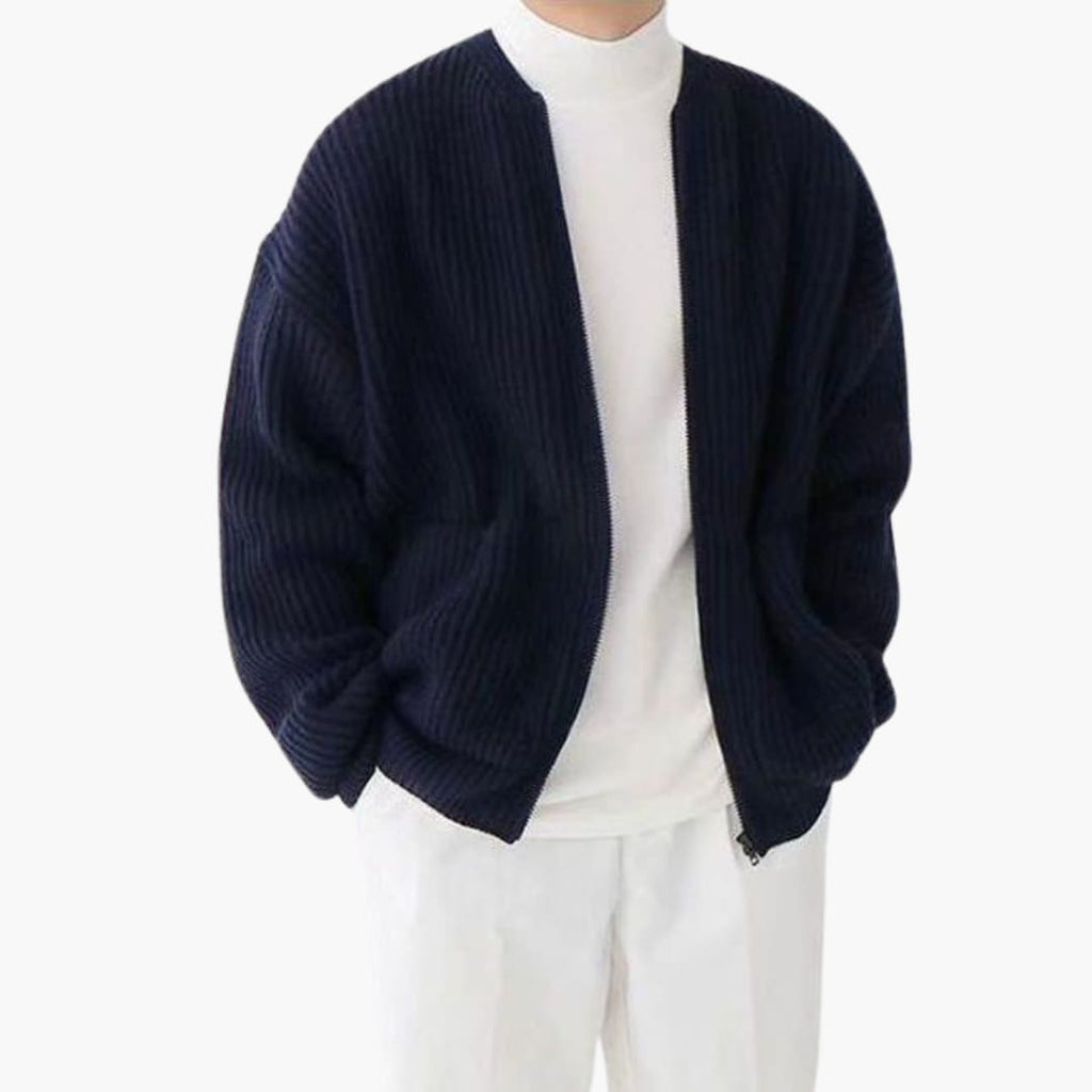 Men’s Minimalist Zip-Up Ribbed Cardigan - CristianLavian