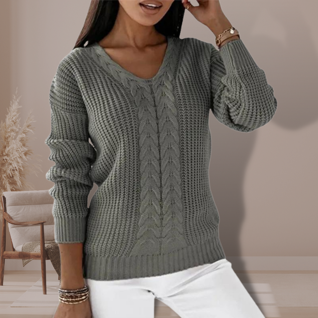 Women’s Cable-Knit V-Neck Sweater - CristianLavian