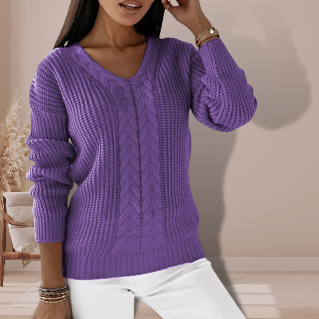Women’s Cable-Knit V-Neck Sweater - CristianLavian