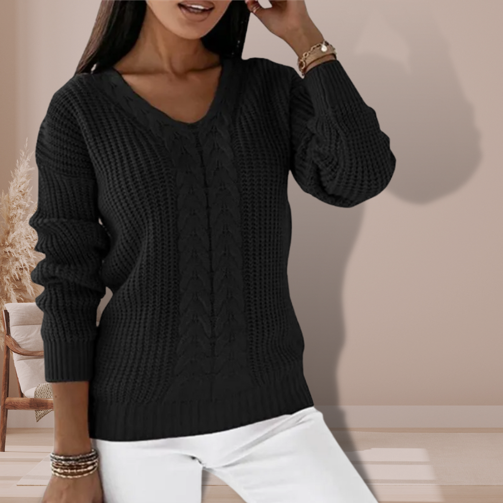 Women’s Cable-Knit V-Neck Sweater - CristianLavian