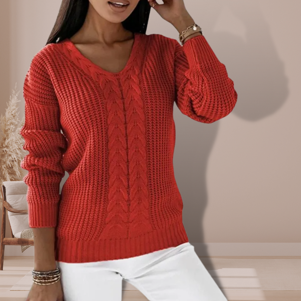 Women’s Cable-Knit V-Neck Sweater - CristianLavian