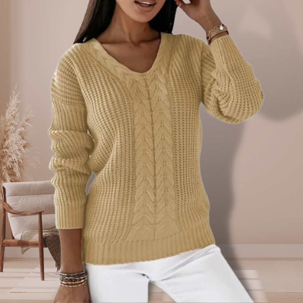 Women’s Cable-Knit V-Neck Sweater - CristianLavian