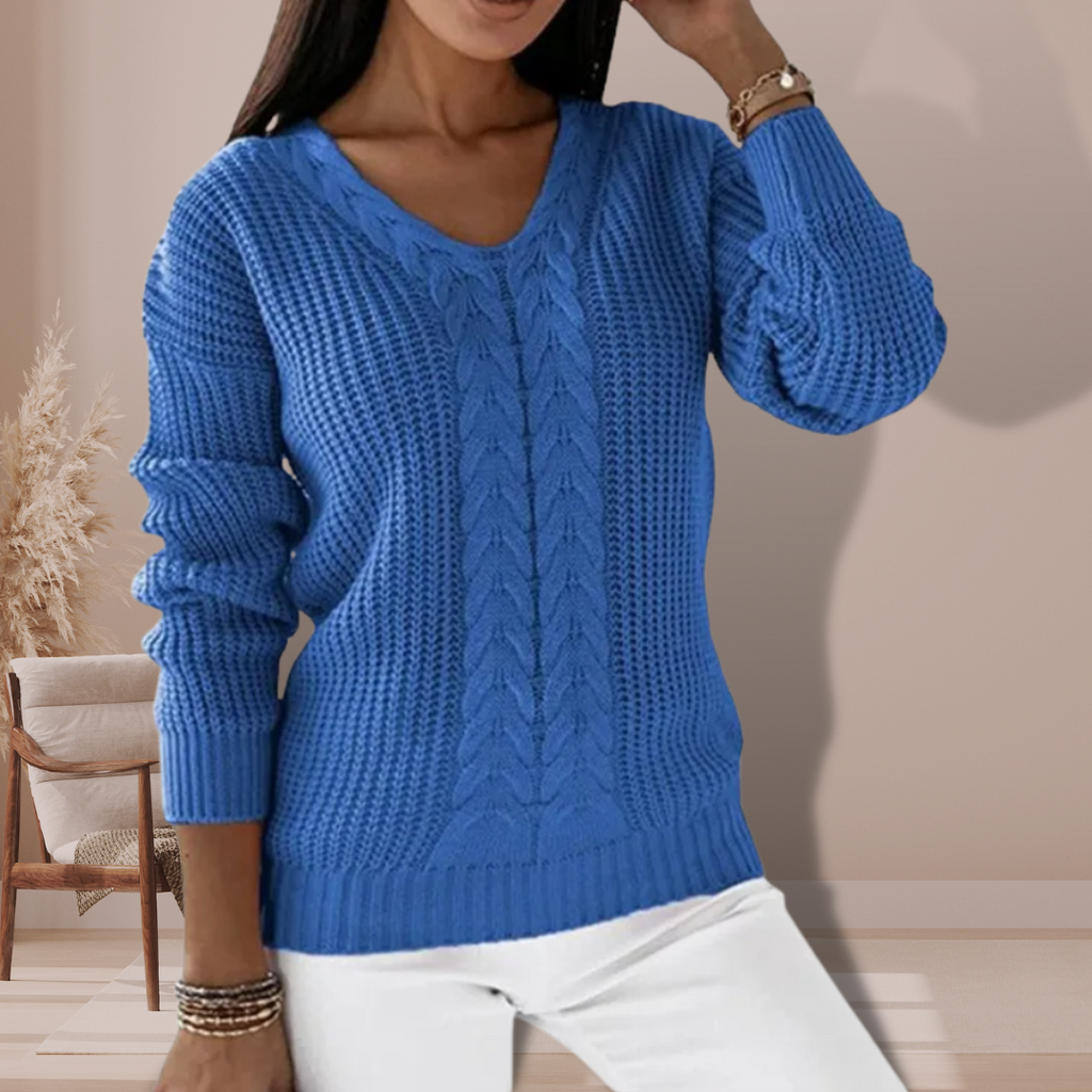 Women’s Cable-Knit V-Neck Sweater - CristianLavian