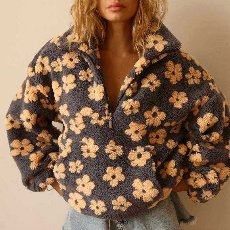 BlossomFleece Retro Flower Quarter-Zip