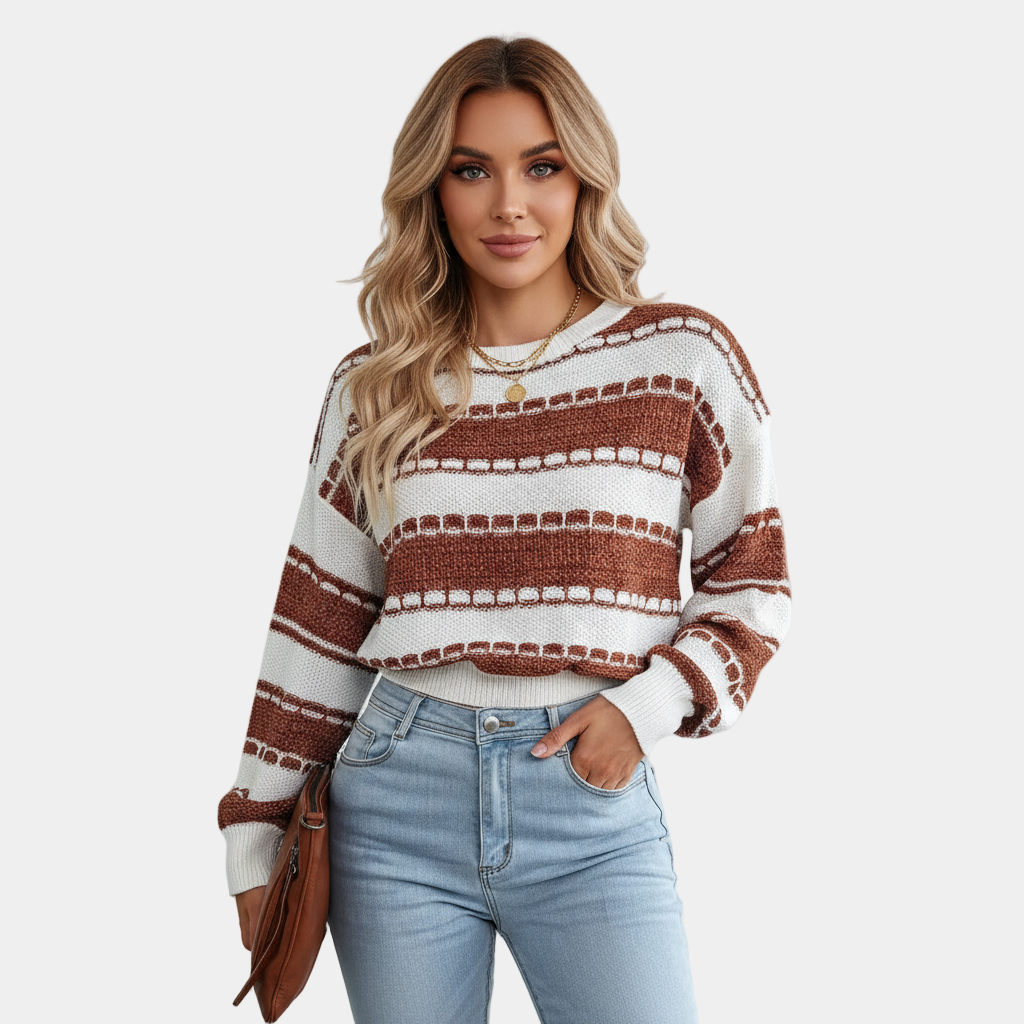 Women’s Textured Stripe Cropped Knit Sweater - CristianLavian