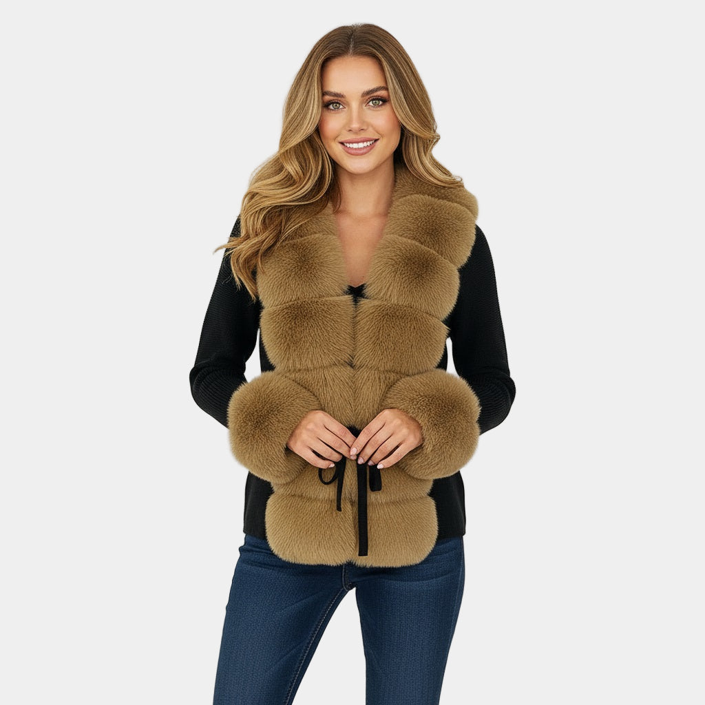 Faux Fur Trim Knit Cardigan - CristianLavian