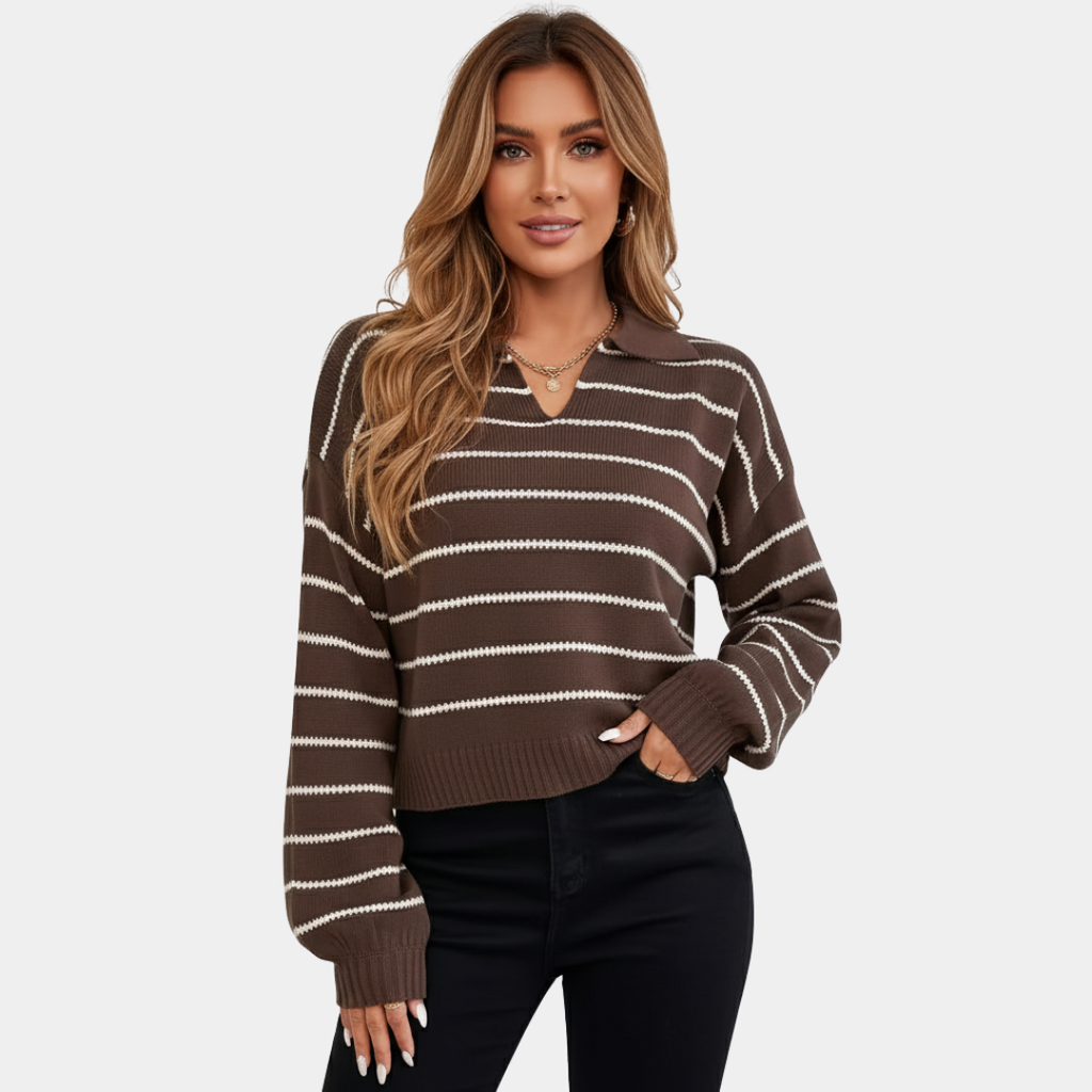 Classic Striped Knit Polo Sweater - CristianLavian