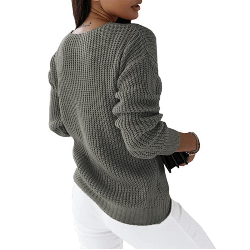 Women’s Cable-Knit V-Neck Sweater - CristianLavian